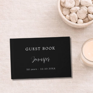 Guest book birthday black silver foil