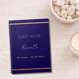 Guest book birthday blue gold minimalist budet
