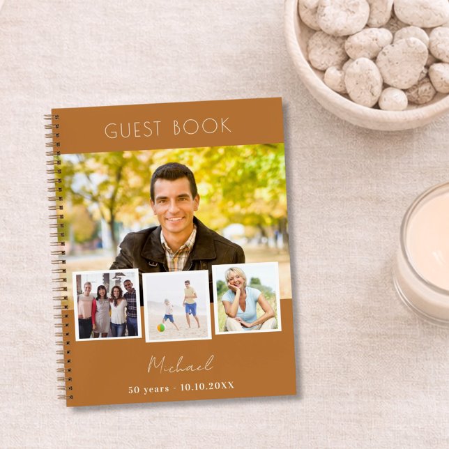 Guest book birthday copper brown photo collage (Creator Uploaded)