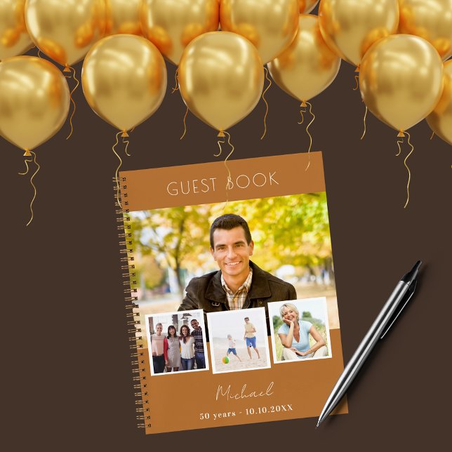 Guest book birthday copper brown photo collage (Creator Uploaded)