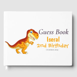 Guest Book birthday dinosaur gold