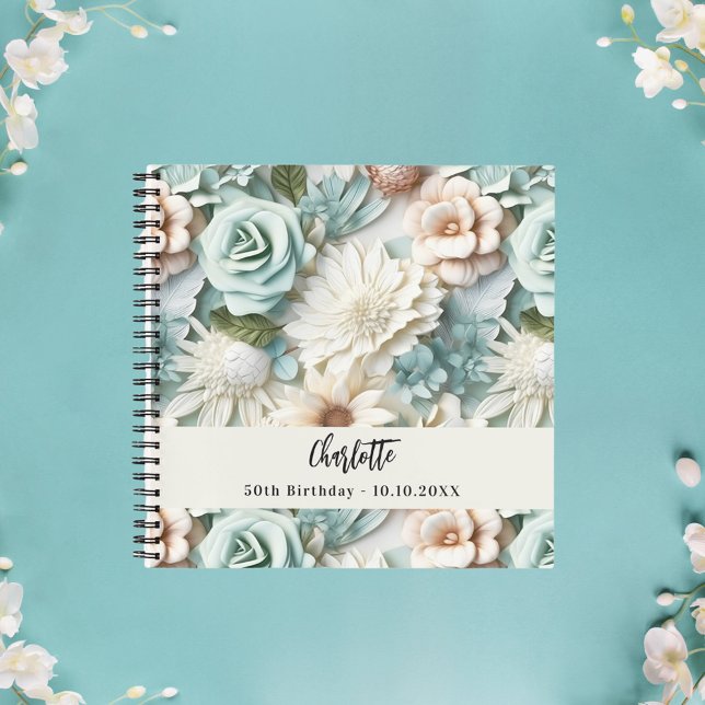 Guest book birthday dusty green cream name (Creator Uploaded)