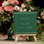 Guest book birthday emerald green gold minimalist<br><div class="desc">Emerald green coloured background,  a faux gold frame.  Personalise and a name and age/date.</div>