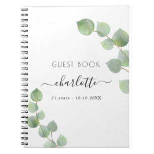 Guest book birthday eucalyptus greenery