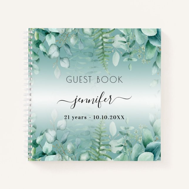 Guest book birthday eucalyptus greenry woodland (Front)