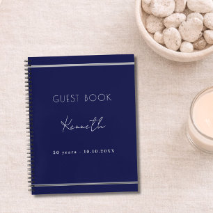 Guest book birthday navy blue minimalist