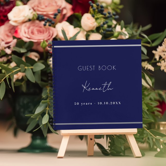 Guest book birthday navy blue minimalist (Creator Uploaded)