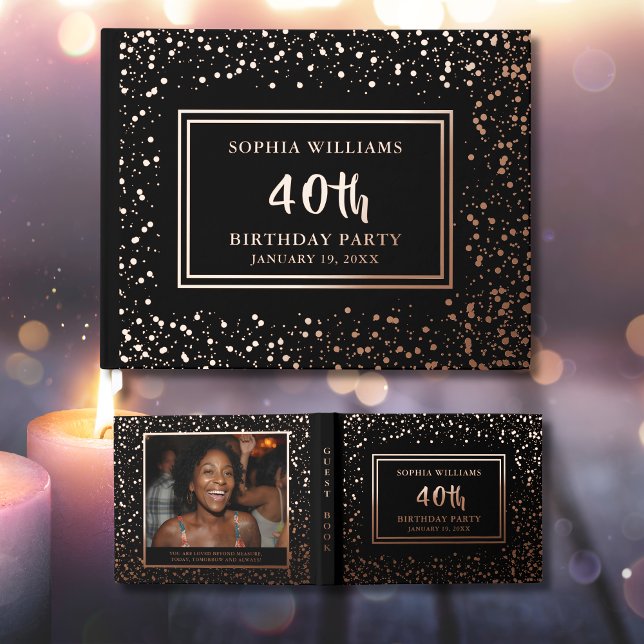 Guest Book Birthday Party Foil Bling Photo & Quote (Creator Uploaded)