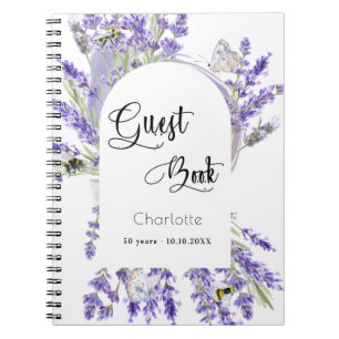 Guest book birthday party lavender violet florals