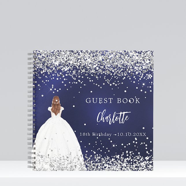Guest book Birthday party navy blue dress glitter (Creator Uploaded)