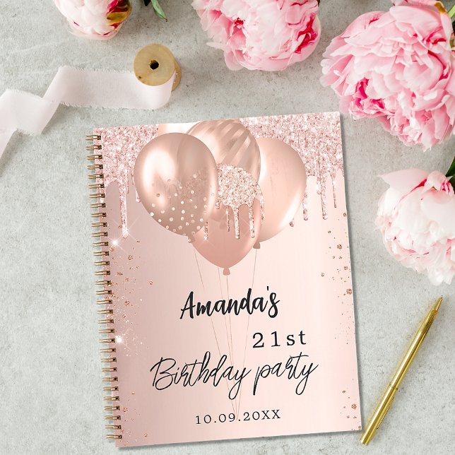 Guest book birthday party rose gold blush balloons (Creator Uploaded)
