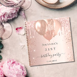 Guest book birthday party rose gold blush balloons<br><div class="desc">A stylish rose gold background with balloons. Personalise and add a name and a date. Can be used as a party guest book,  for planning the party or as party favours.</div>