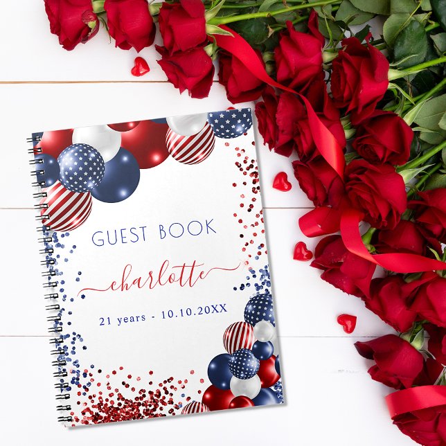 Guest book birthday patriotic red white blue flag (Creator Uploaded)