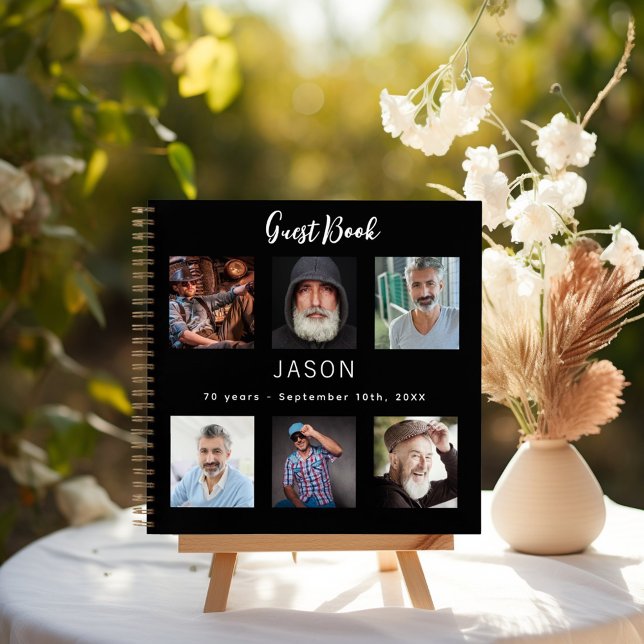 Guest book birthday photo collage black (Creator Uploaded)