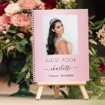 Guest book birthday pink photo<br><div class="desc">A guest book for a feminine and glamourous 21st (or any age) birthday party.  A girly pink gradient background. Add your name,  age 21,  date and a photo.</div>