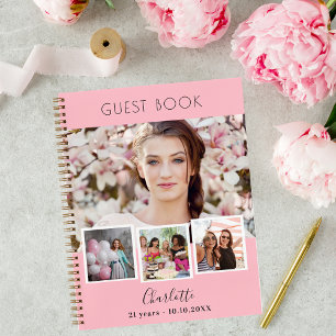 Guest book birthday pink photo collage