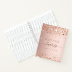 Guest book birthday rose gold monogram glitter
