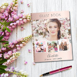 Guest book birthday rose gold photo collage<br><div class="desc">Create your own unique photo collage. Use four,  4 of your favourite photo.   Personalise and a name and age/dates. A rose gold,  blush gradient background,  black text.</div>