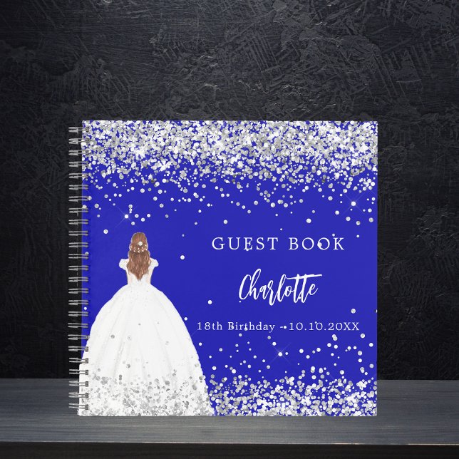 Guest book birthday royal blue dress glitter (Creator Uploaded)