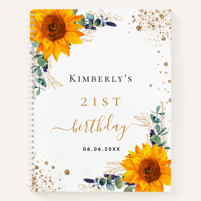 Guest book birthday sunflowers eucalyptus (Front)