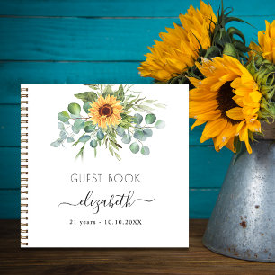 Guest book birthday sunflowers eucalyptus