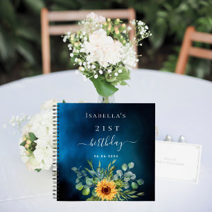 Guest book birthday sunflowers eucalyptus blue sky