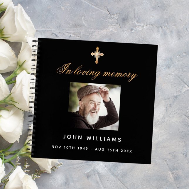 Guest book black gold memorial funeral photo (Creator Uploaded)
