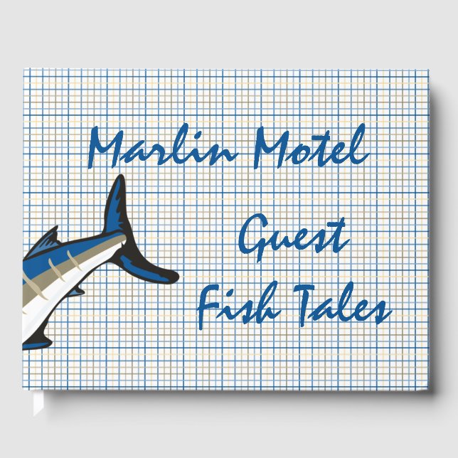 Guest Book - Blue Marlin on Plaid (Front)