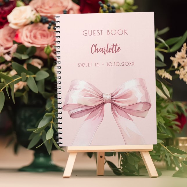 Guest book blush pink bow SWEET 16 (Creator Uploaded)