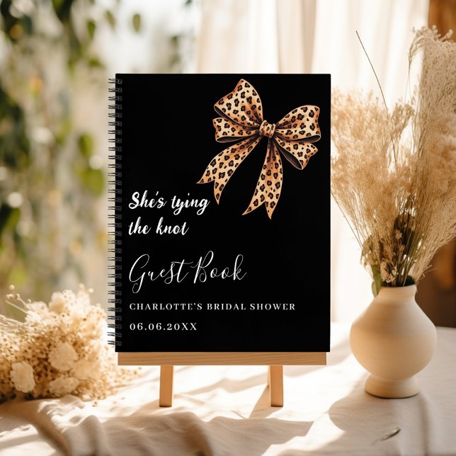 Guest book bridal shower black leopard bow knot (Creator Uploaded)