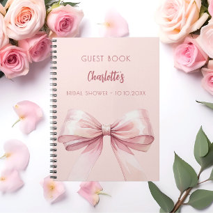 Guest book Bridal Shower blush pink bow