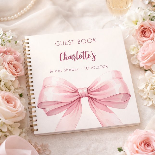 Guest book Bridal Shower blush pink bow cream (Creator Uploaded)