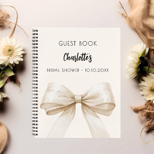 Guest book Bridal Shower bow cream beige
