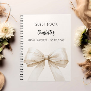 Guest book Bridal Shower bow cream beige