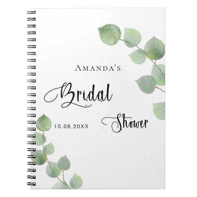 Guest book bridal shower eucalyptus budget (Front)