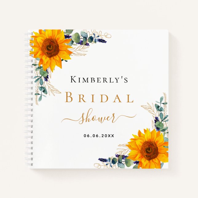 Guest book bridal shower eucalyptus sunflowers  (Front)