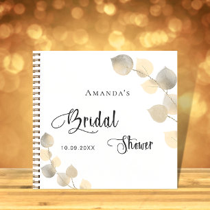 Guest book bridal shower golden eucalyptus