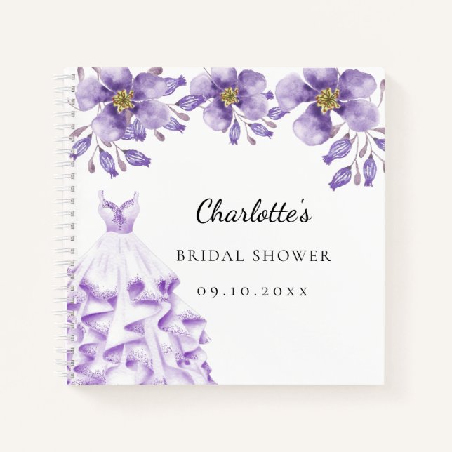 Guest book Bridal Shower lavender dress floral (Front)