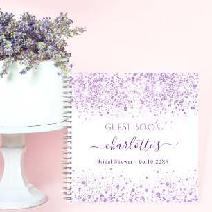Guest book bridal shower lavender white