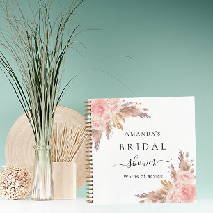 Guest book Bridal Shower pampas grass rose advice