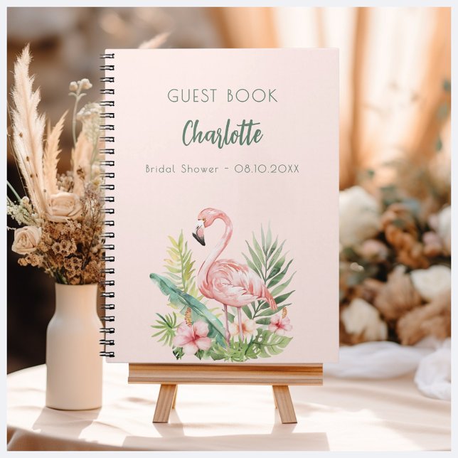Guest book bridal shower pink flamingo (Creator Uploaded)