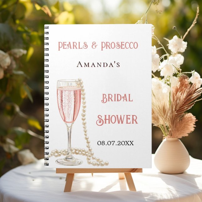Guest book bridal shower pink pearls prosecco (Creator Uploaded)
