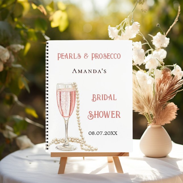 Guest book bridal shower pink pearls prosecco (Creator Uploaded)