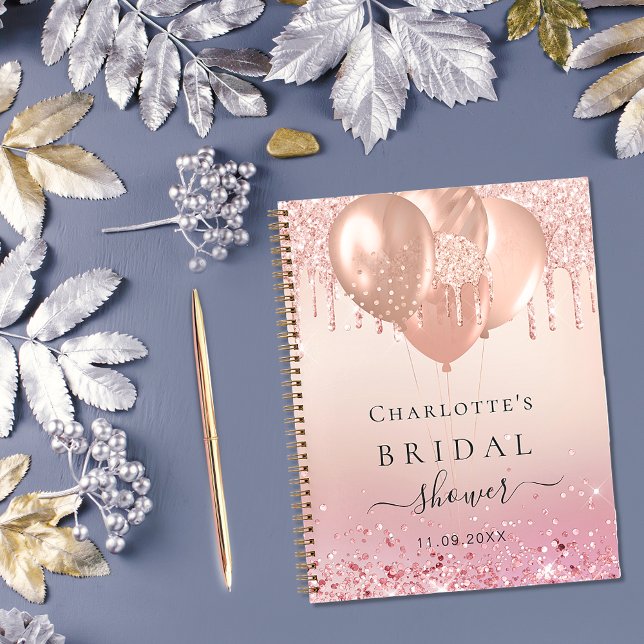 Guest book bridal shower pink rose gold balloons (Creator Uploaded)