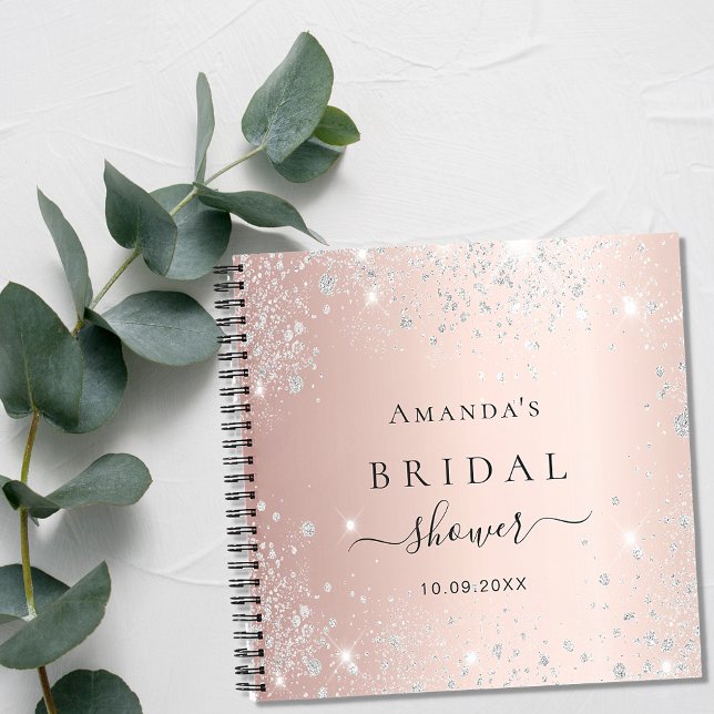 Guest book bridal shower rose gold silver glitter (Creator Uploaded)