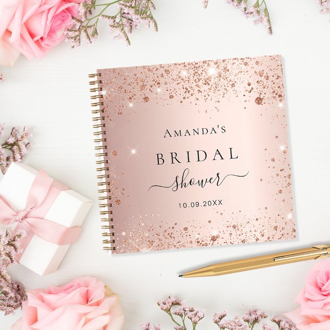 Guest book bridal shower rose gold sparkles (Creator Uploaded)