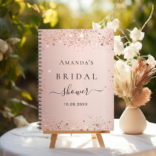 Guest book bridal shower rose gold sparkles budget