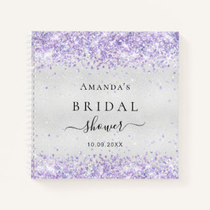 Guest book bridal shower silver lavender