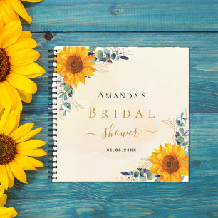 Guest book bridal shower sunflowers eucalyptus