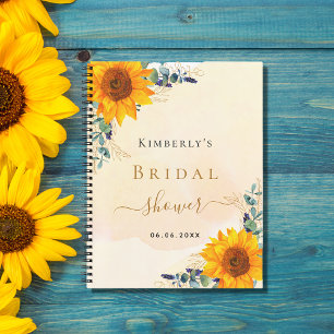 Guest book bridal shower sunflowers eucalyptus